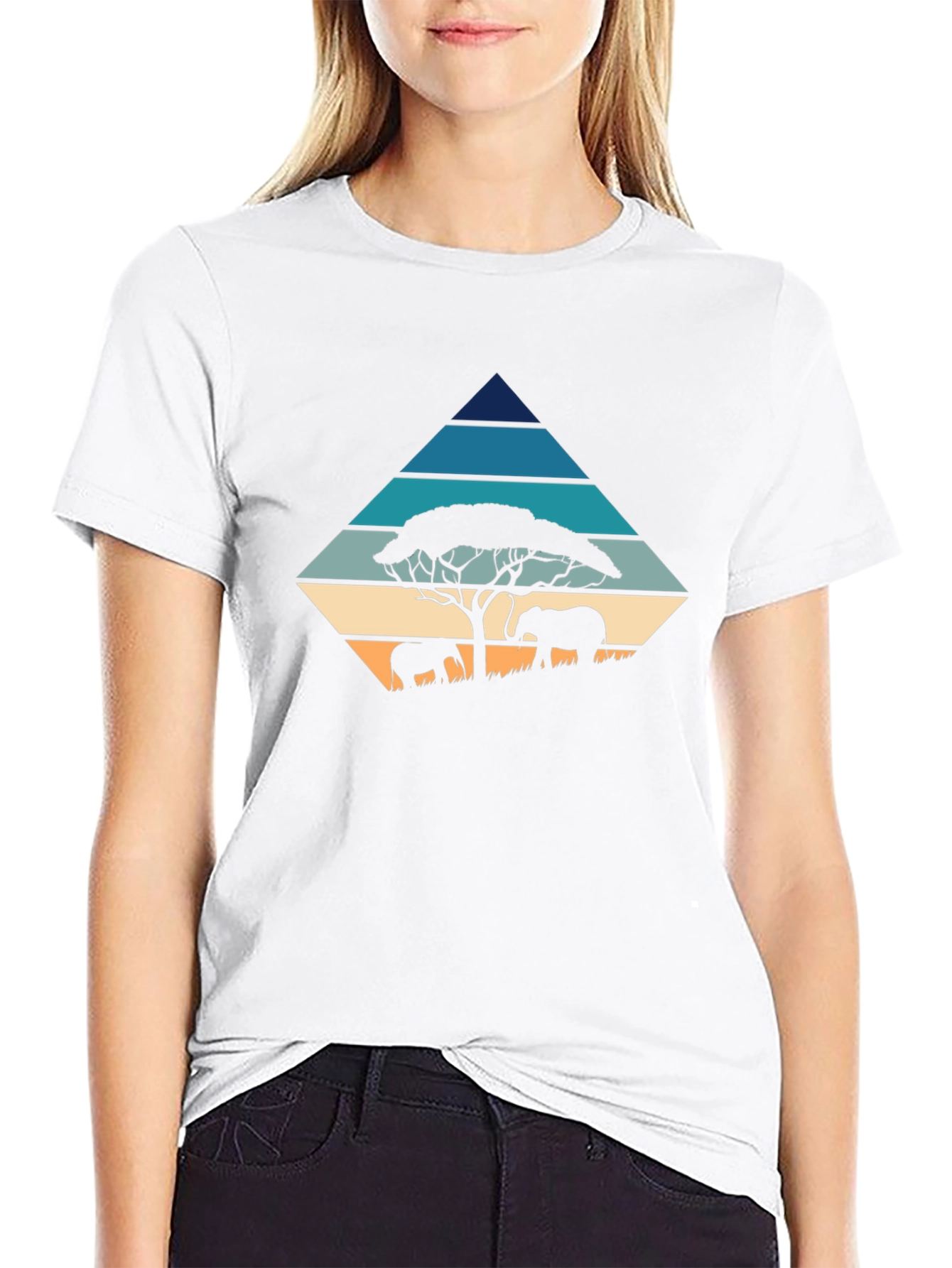Retro Elephant Silhouette Graphic Tee