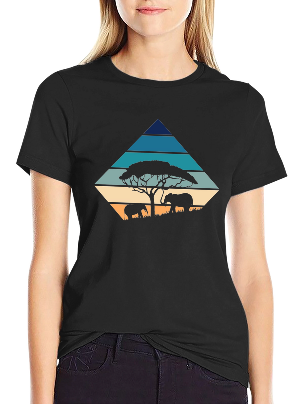 Retro Elephant Silhouette Graphic Tee