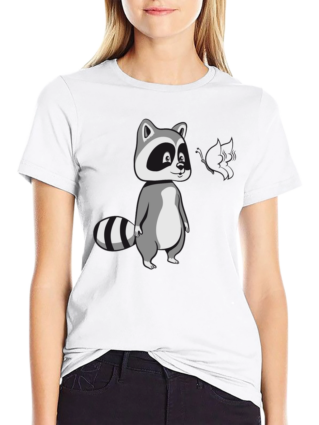 Cool Raccoon Graphic Tee - Black Cotton T-Shirt