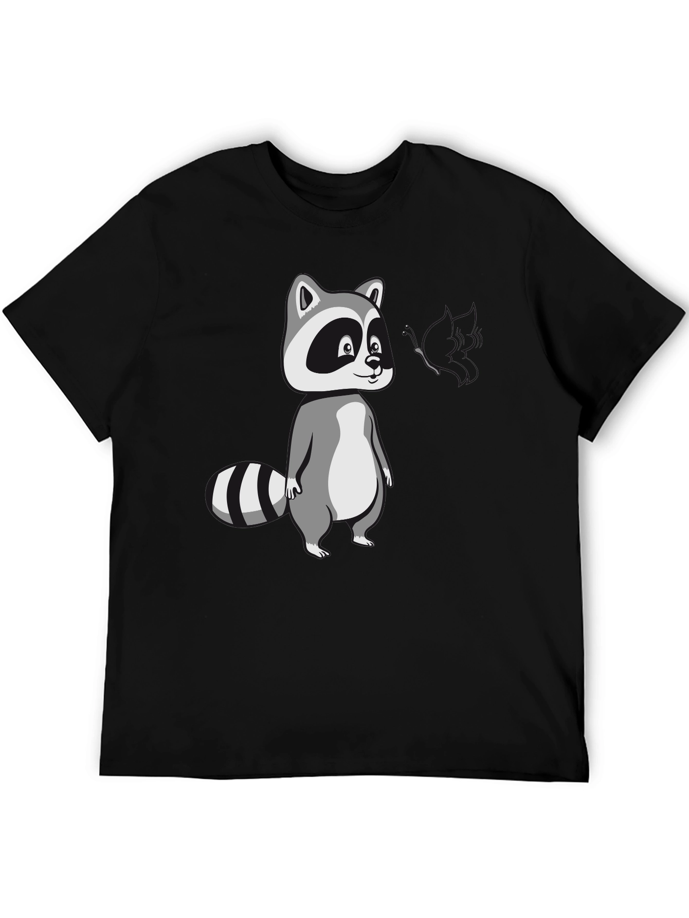Cool Raccoon Graphic Tee - Black Cotton T-Shirt