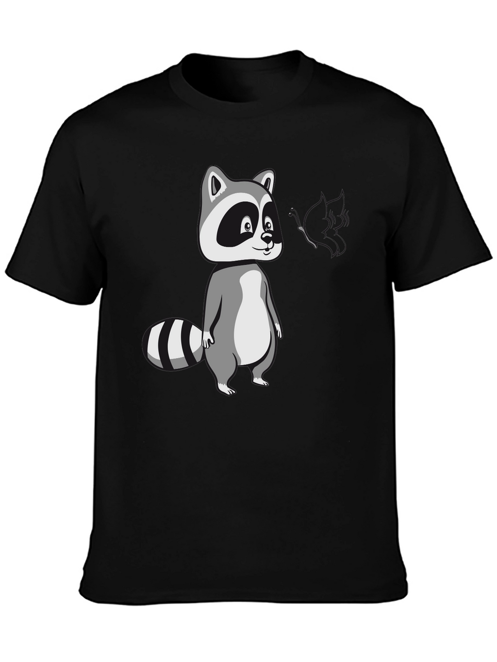 Cool Raccoon Graphic Tee - Black Cotton T-Shirt