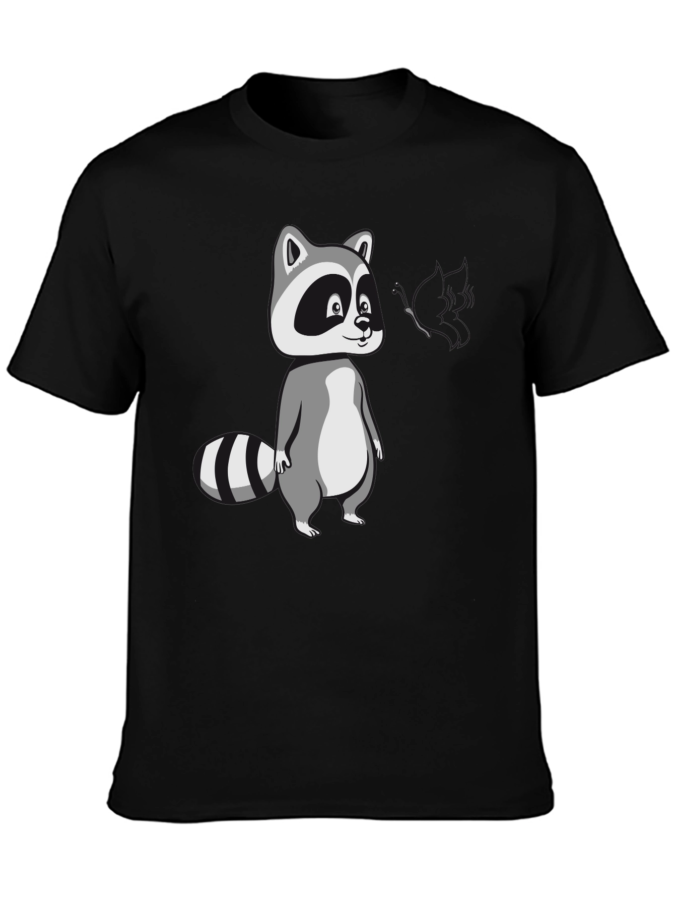 Cool Raccoon Graphic Tee - Black Cotton T-Shirt