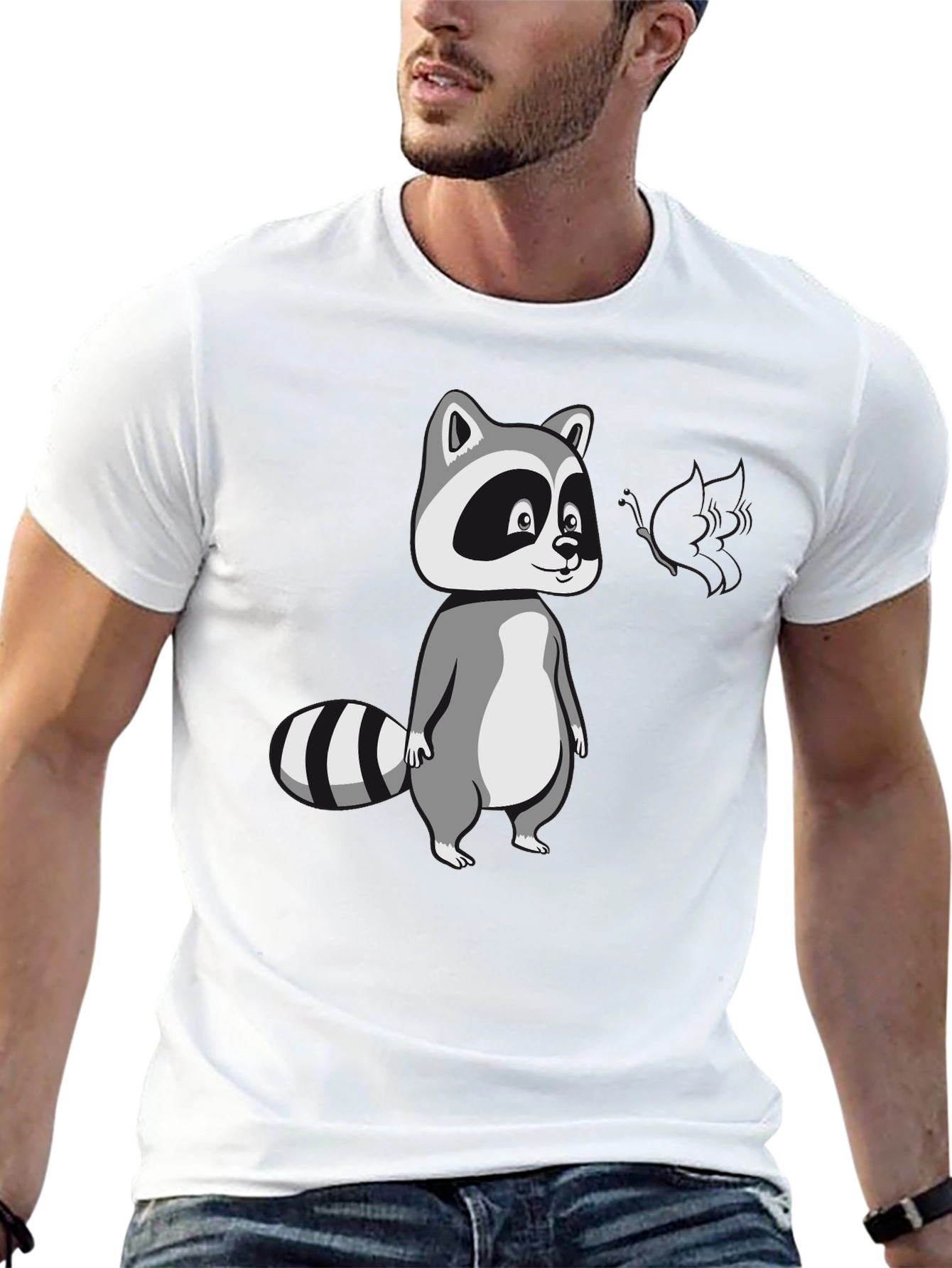 Cool Raccoon Graphic Tee - Black Cotton T-Shirt