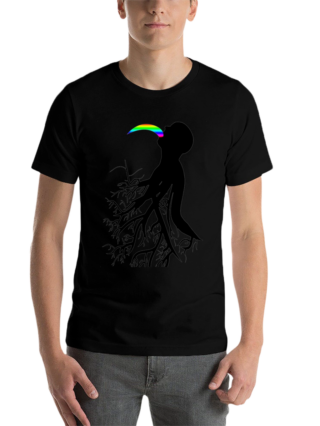 Abstract Tree Man Graphic Tee - Black