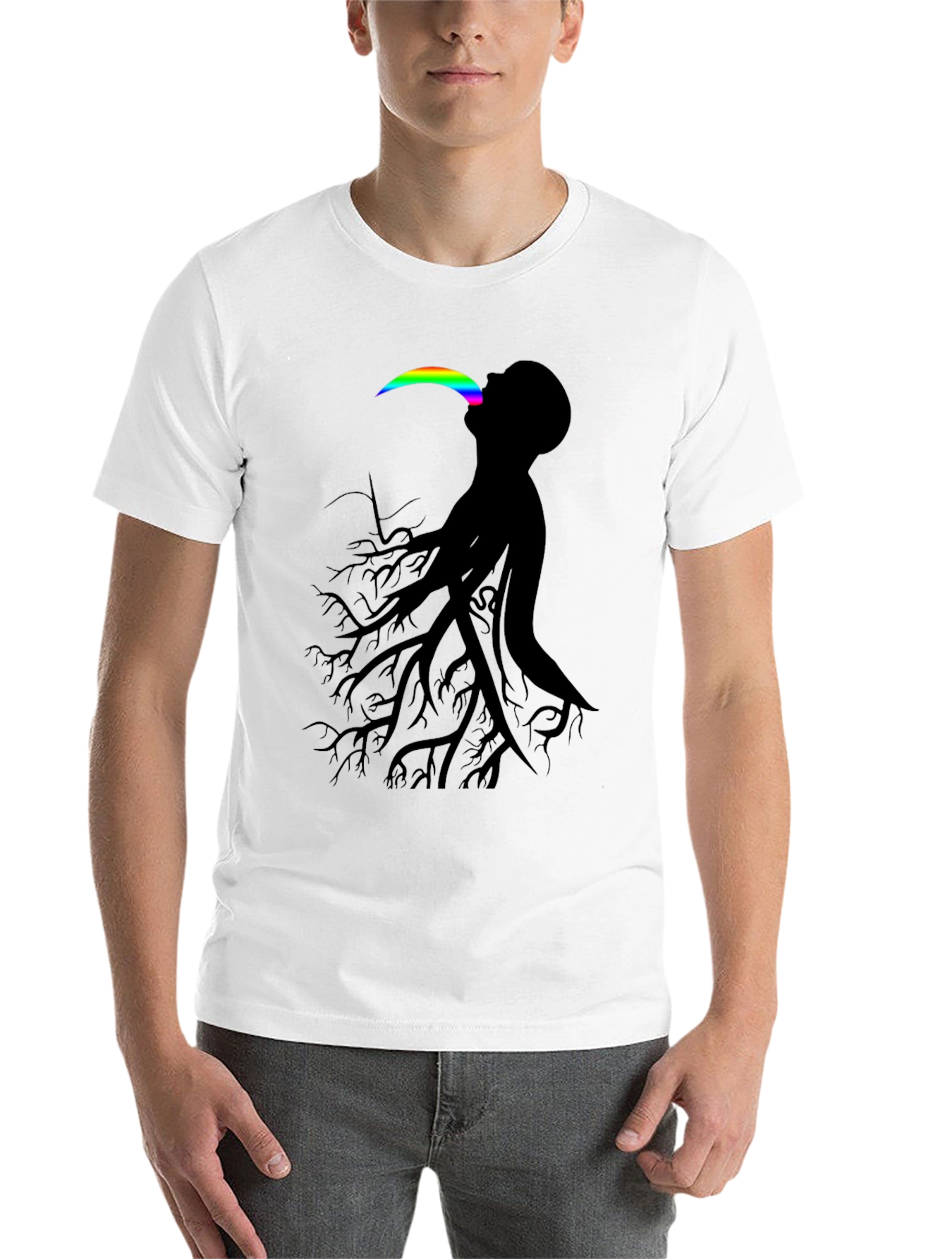 Abstract Tree Man Graphic Tee - Black