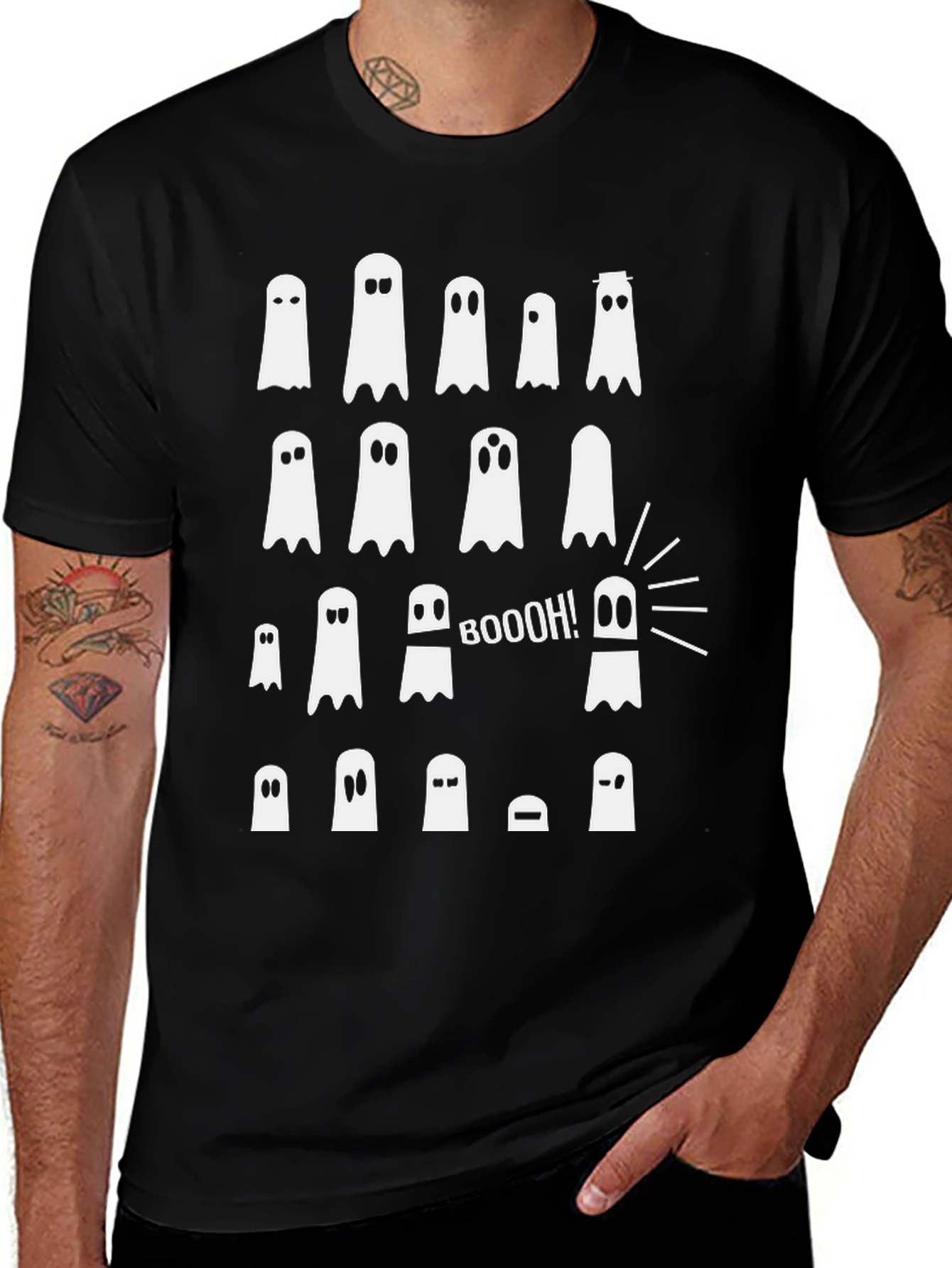 Boo! Ghost Graphic T-Shirt - Halloween Fun