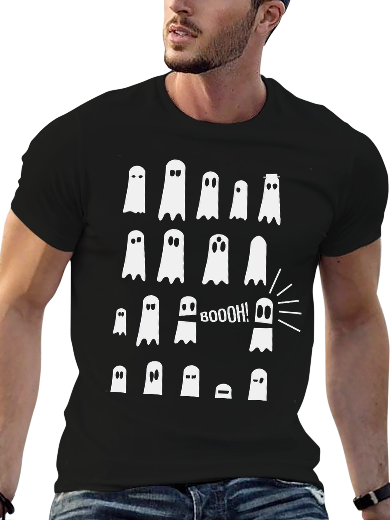 Boo! Ghost Graphic T-Shirt - Halloween Fun