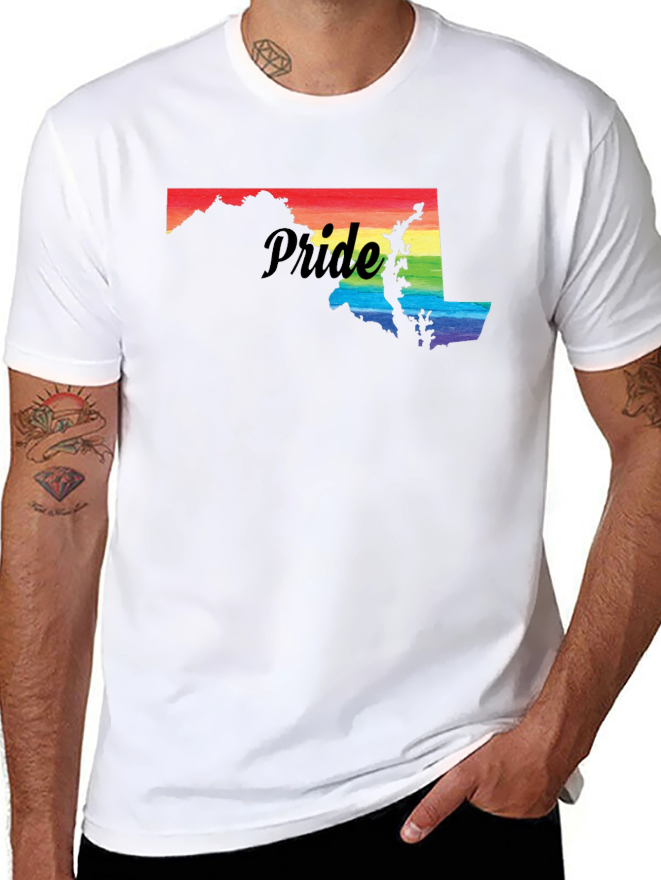 Pride Maryland T-Shirt - Rainbow State Silhouette LGBTQ