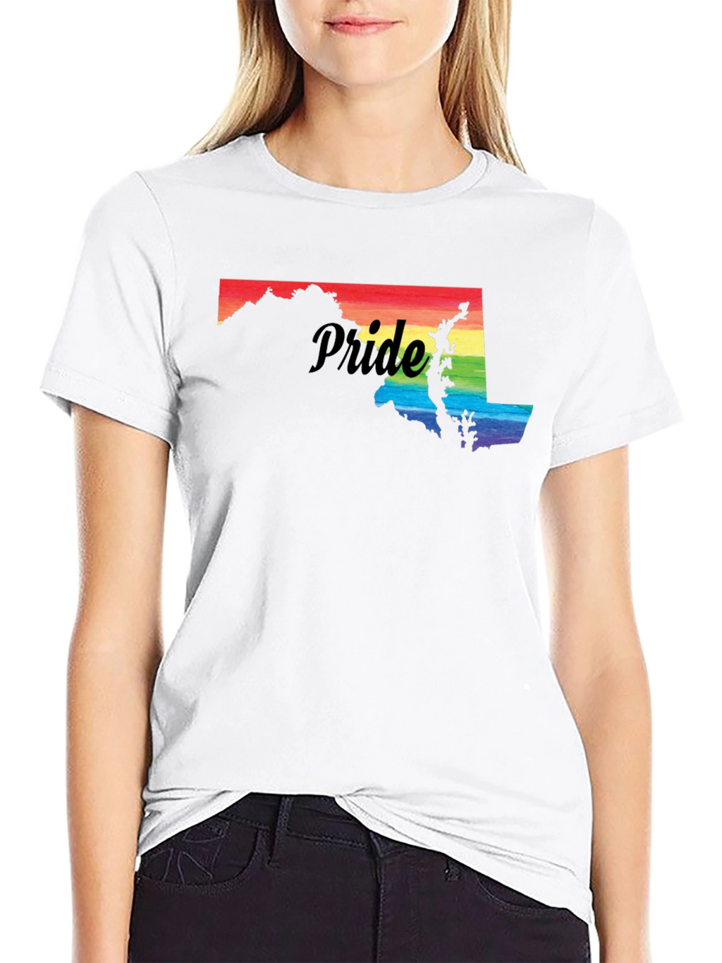 Pride Maryland T-Shirt - Rainbow State Silhouette LGBTQ