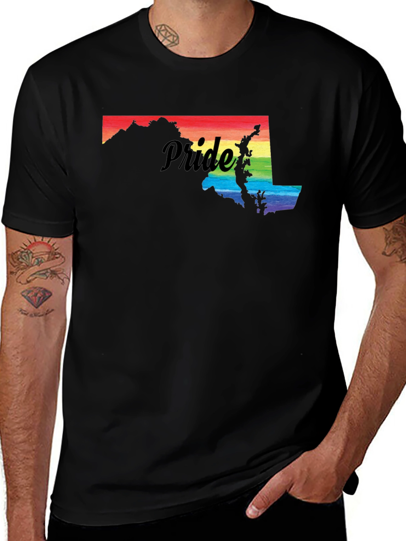 Pride Maryland T-Shirt - Rainbow State Silhouette LGBTQ