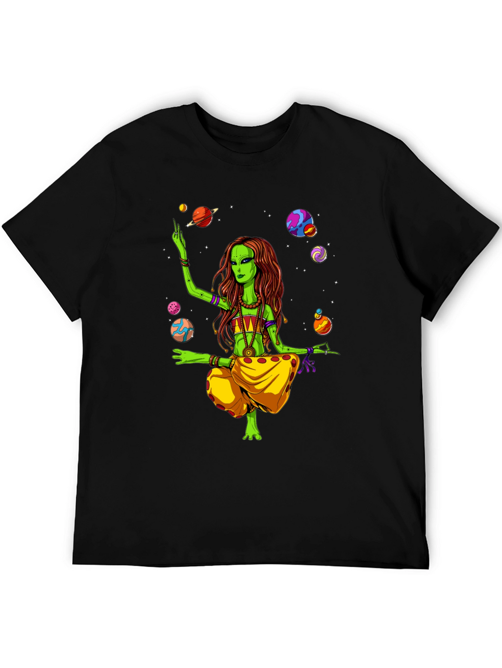 Alien Yoga Planets Graphic T-Shirt