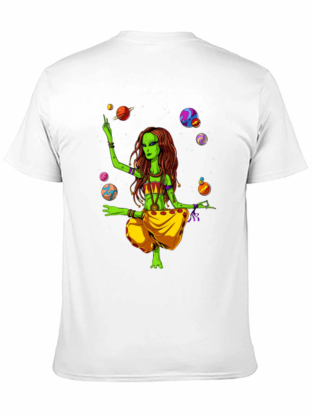 Alien Yoga Planets Graphic T-Shirt