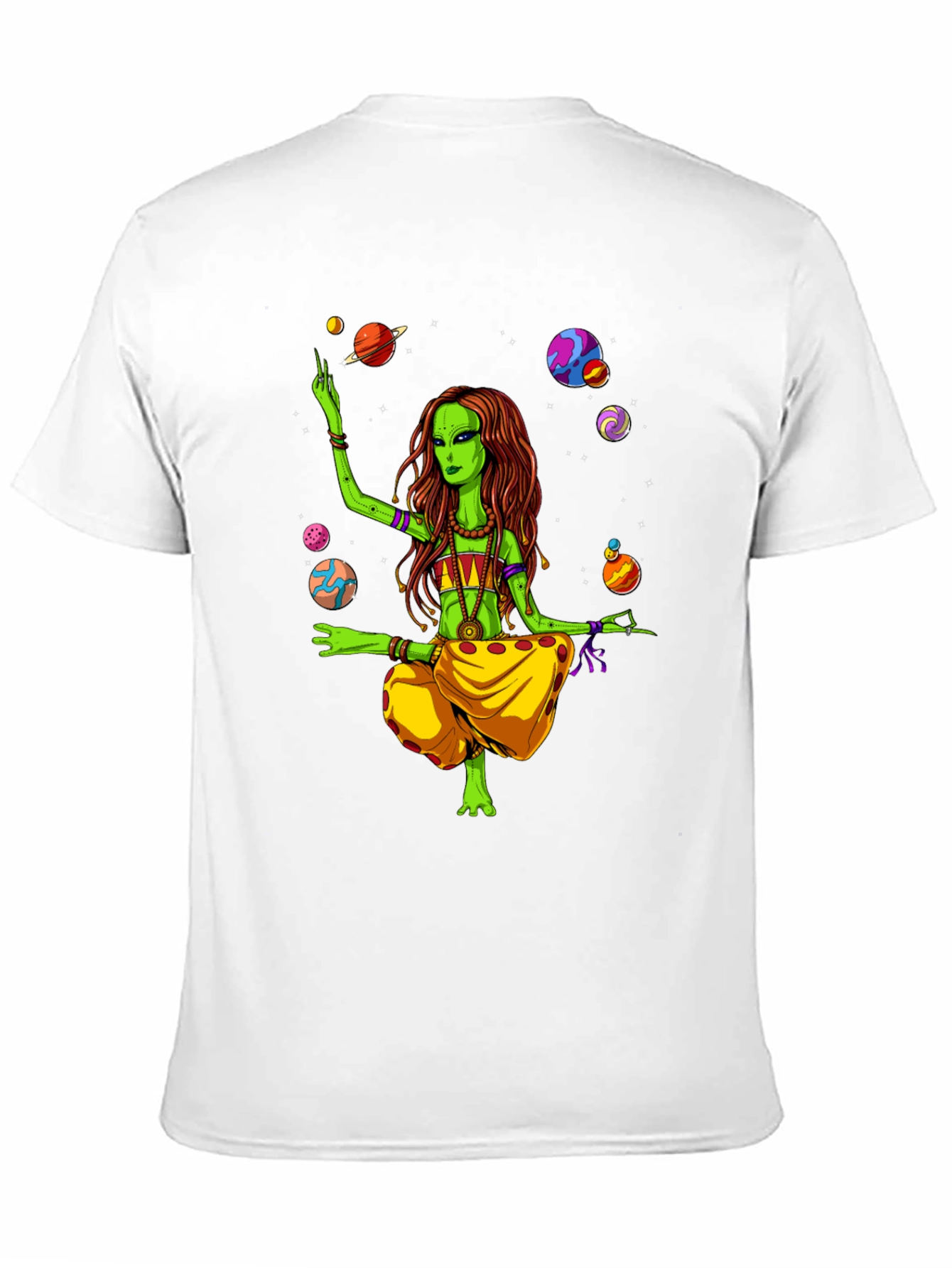Alien Yoga Planets Graphic T-Shirt