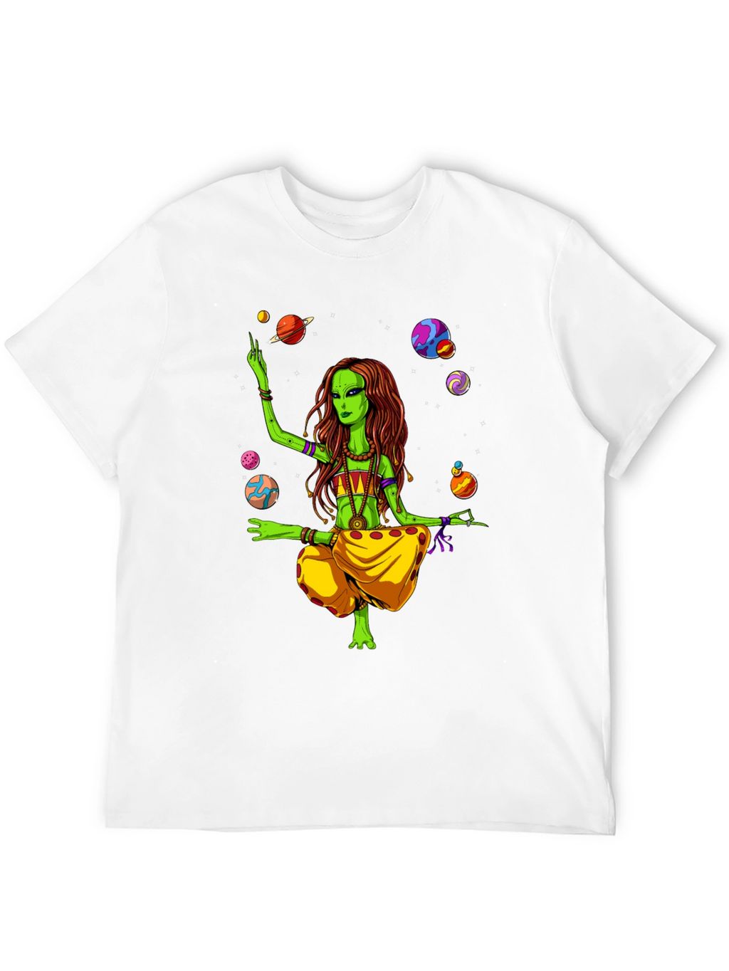 Alien Yoga Planets Graphic T-Shirt