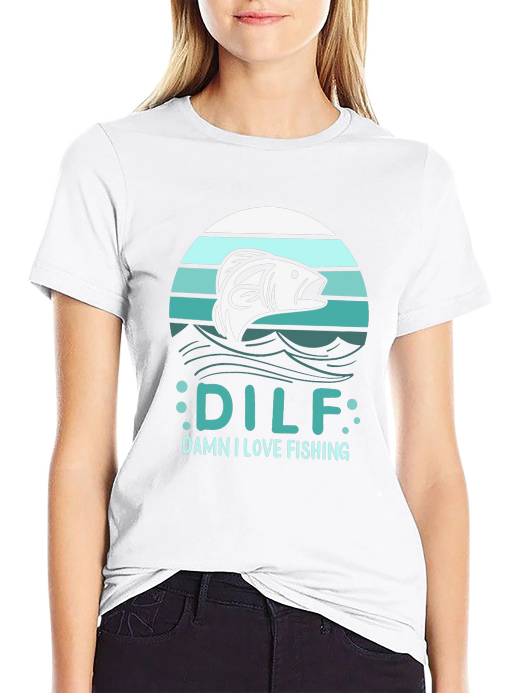 DILF Damn I Love Fishing Mens Black T-Shirt