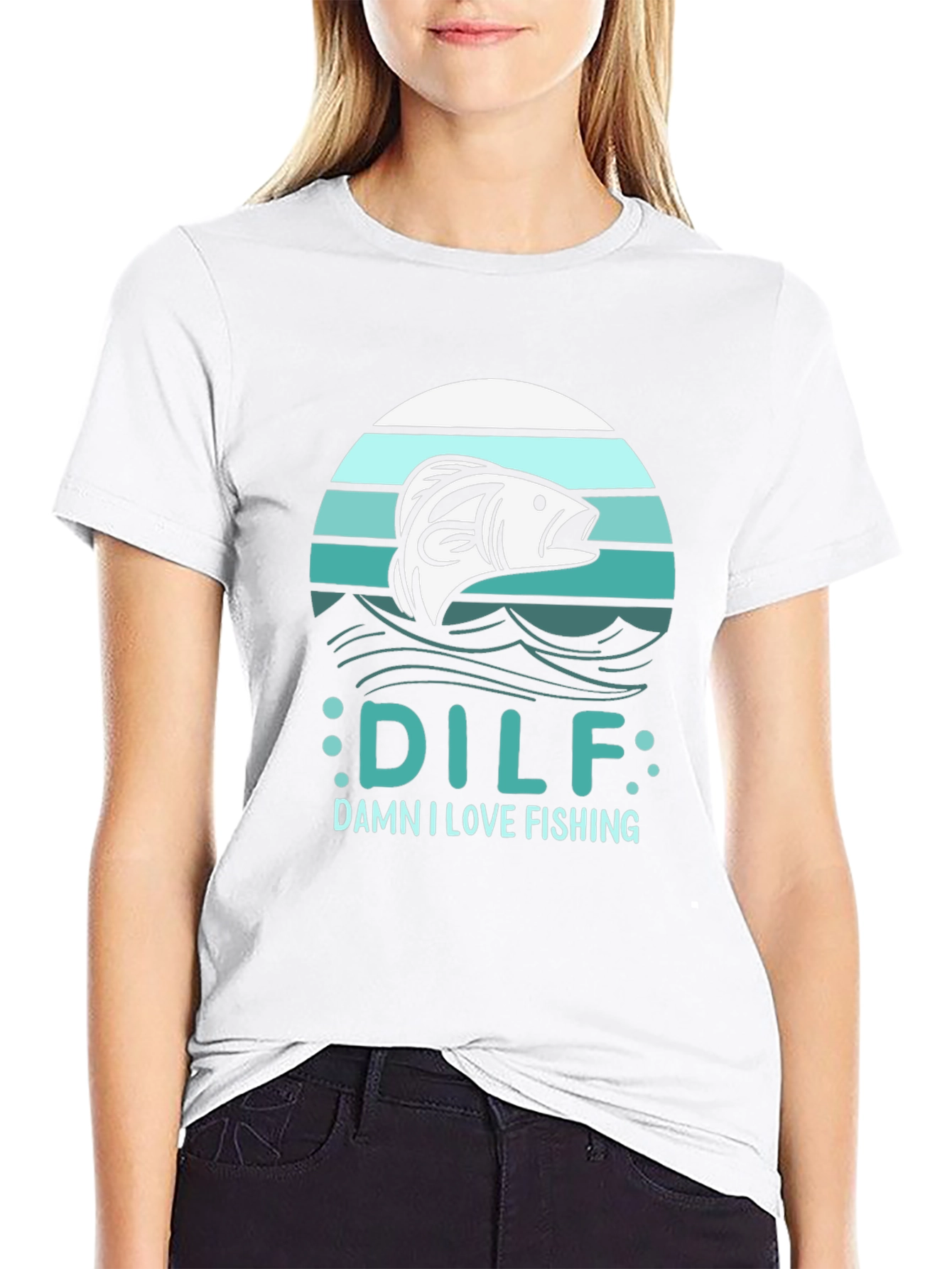 DILF Damn I Love Fishing Mens Black T-Shirt