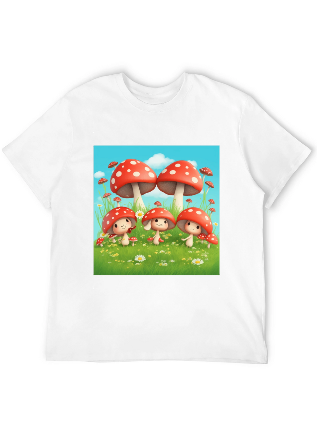 Mushroom Crew Graphic Tee - Black Cotton Shirt