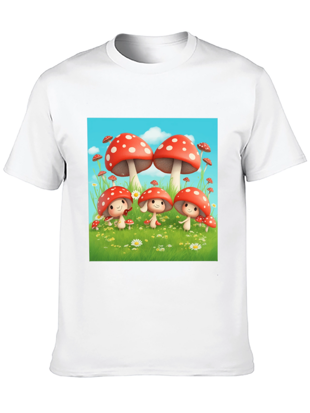 Mushroom Crew Graphic Tee - Black Cotton Shirt