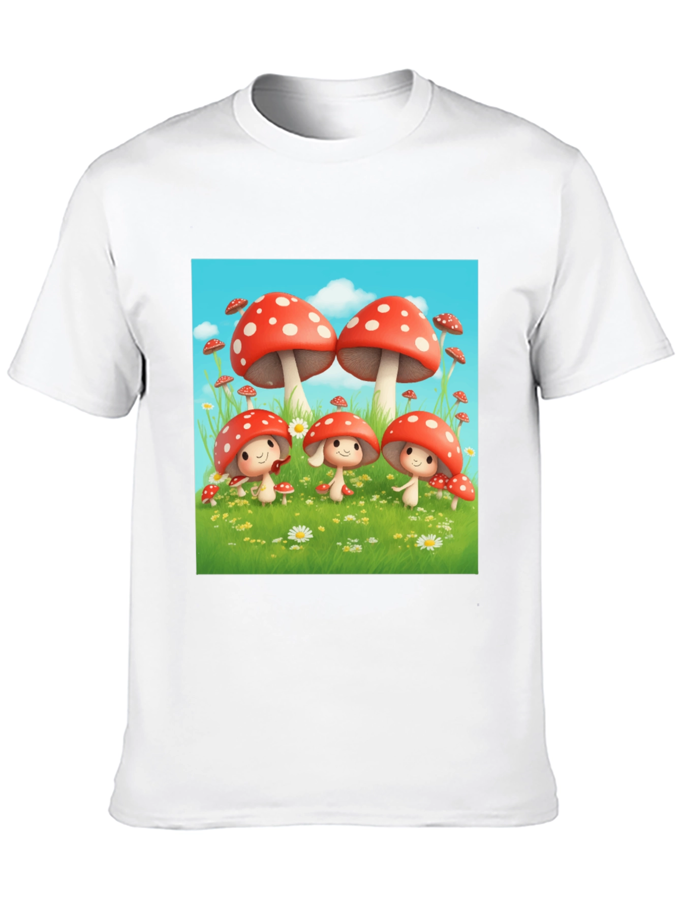 Mushroom Crew Graphic Tee - Black Cotton Shirt