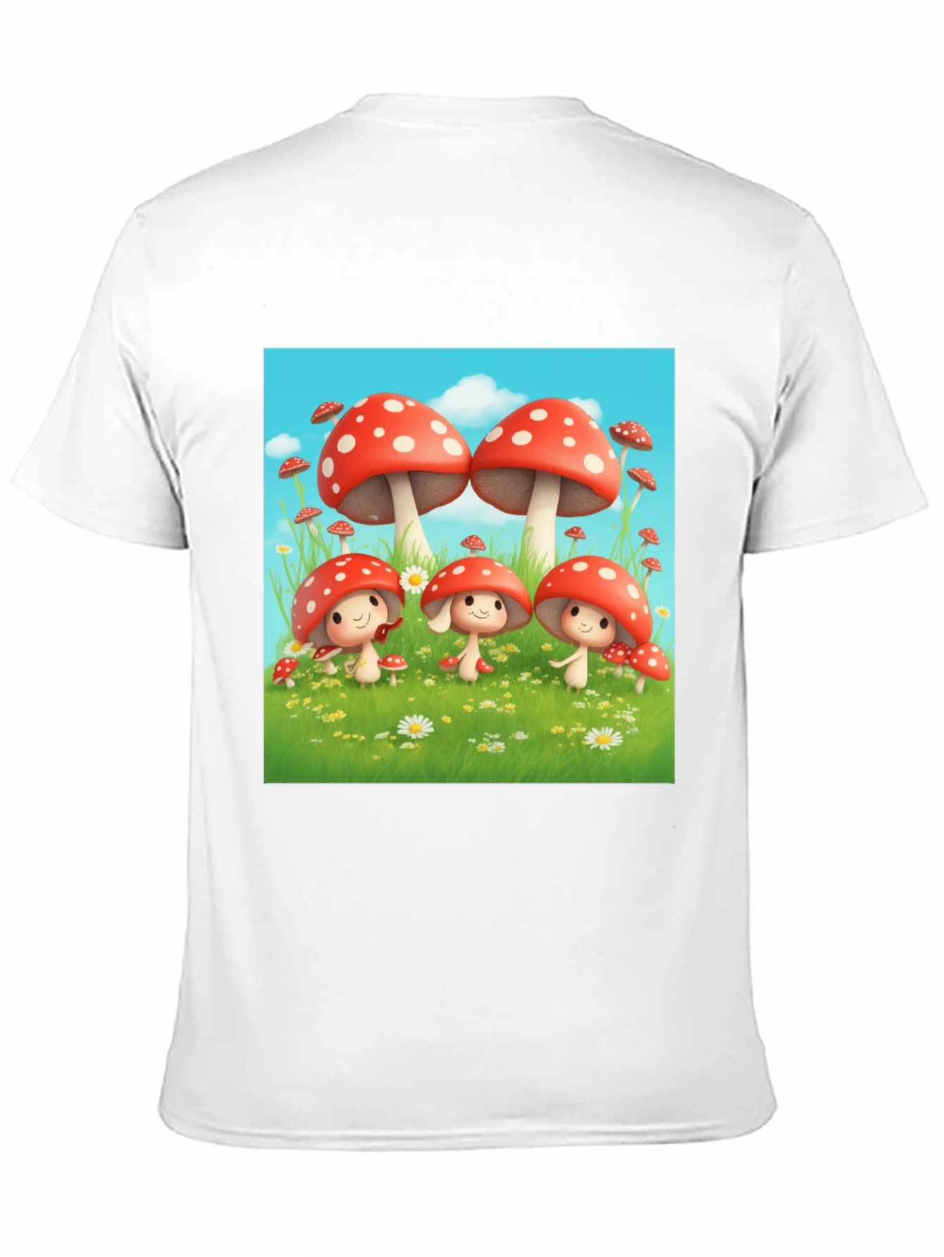 Mushroom Crew Graphic Tee - Black Cotton Shirt