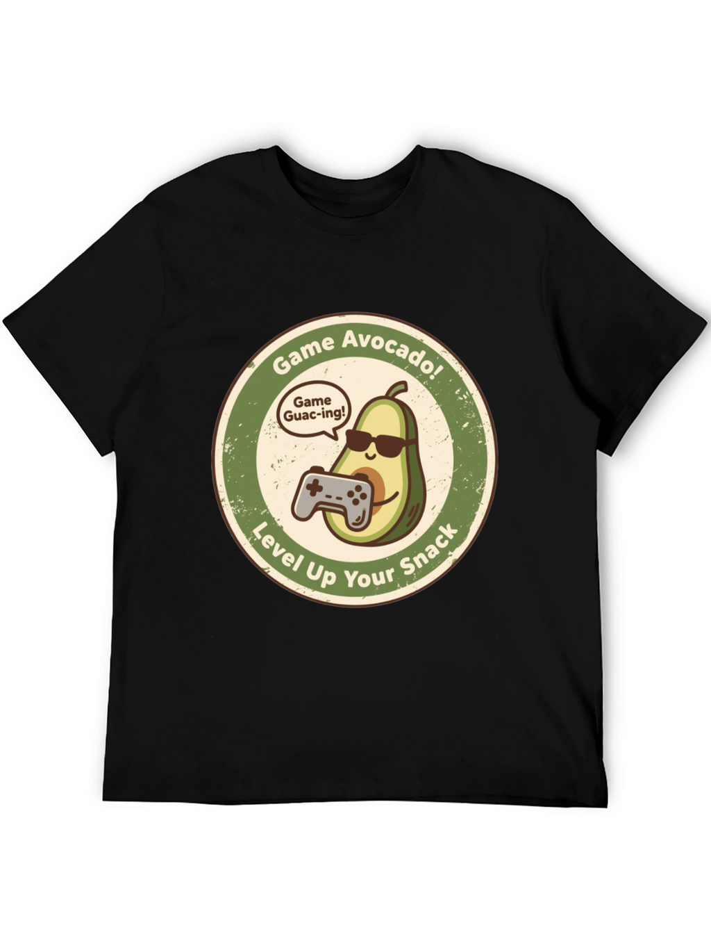 Game Avocado Black Graphic T-Shirt