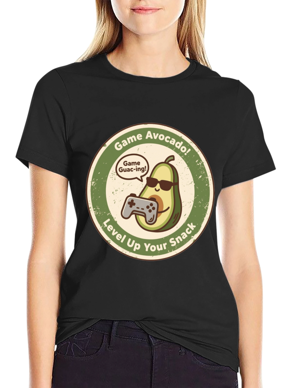 Game Avocado Black Graphic T-Shirt