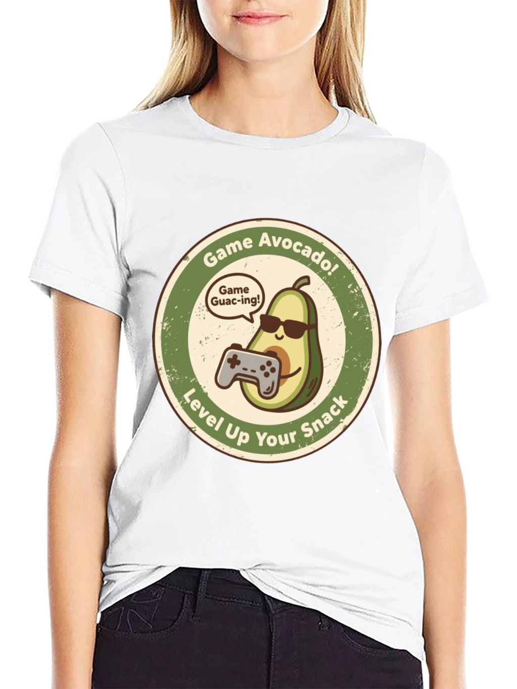 Game Avocado Black Graphic T-Shirt