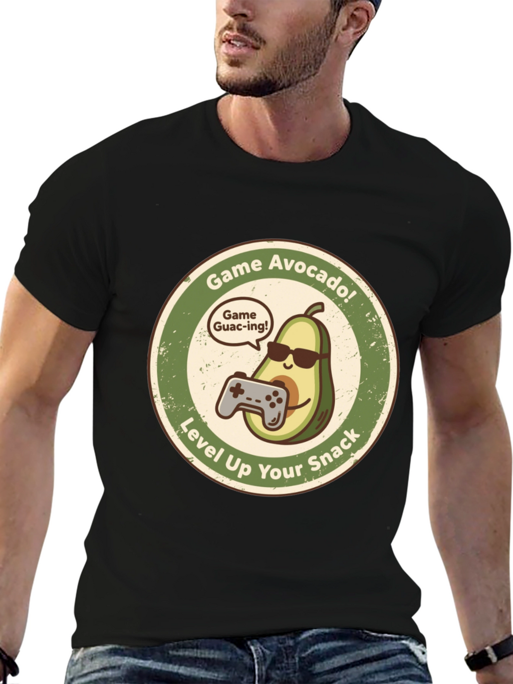 Game Avocado Black Graphic T-Shirt