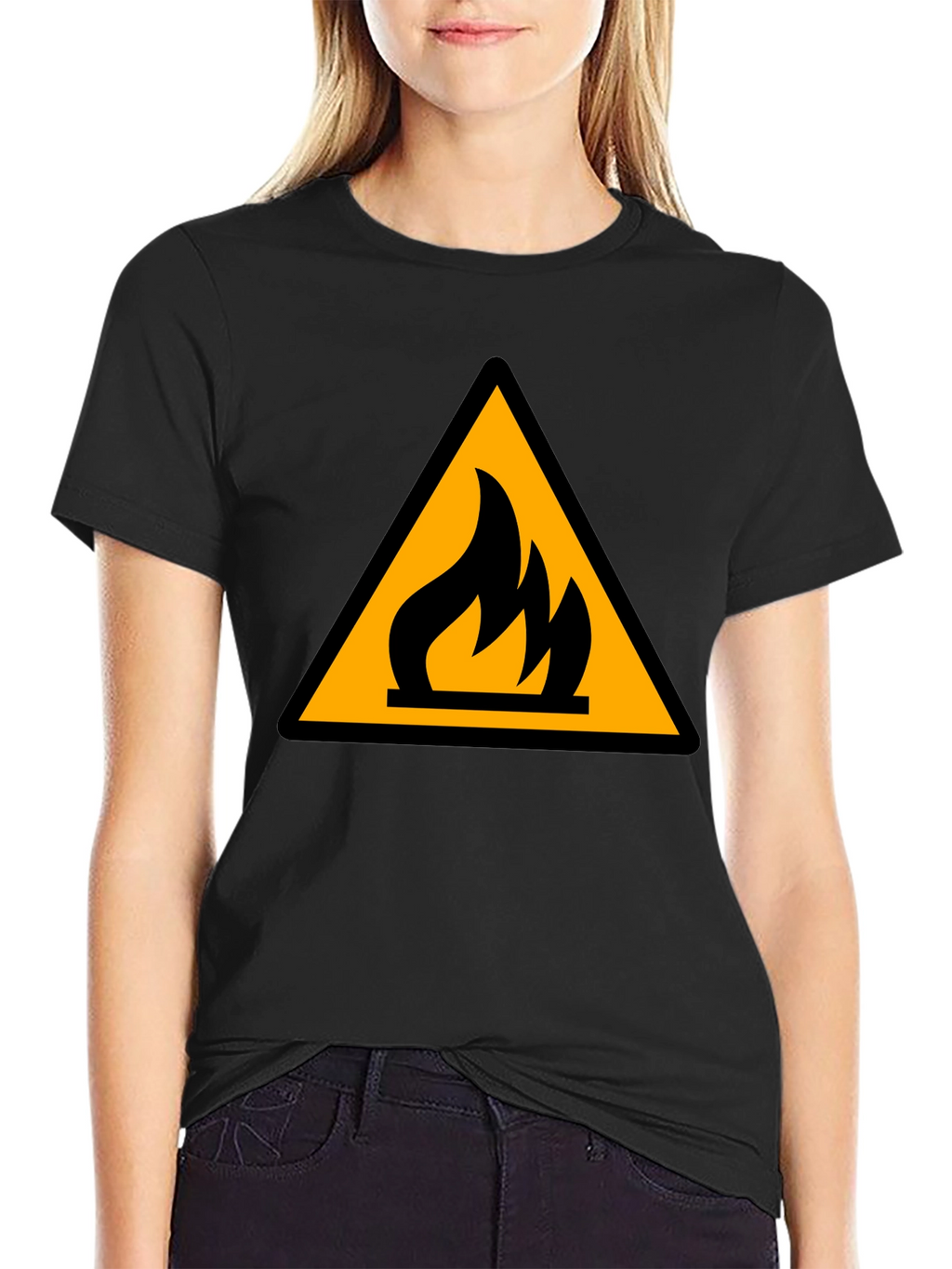 Flammable Hazard Symbol Black T-Shirt
