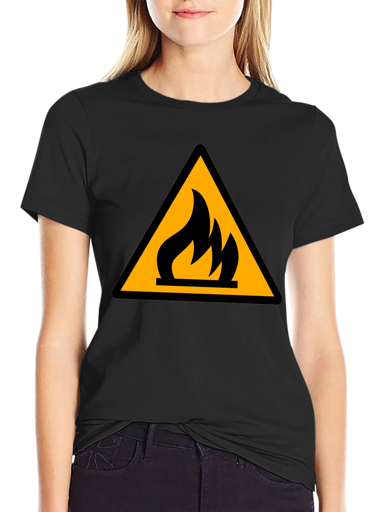 Flammable Hazard Symbol Black T-Shirt
