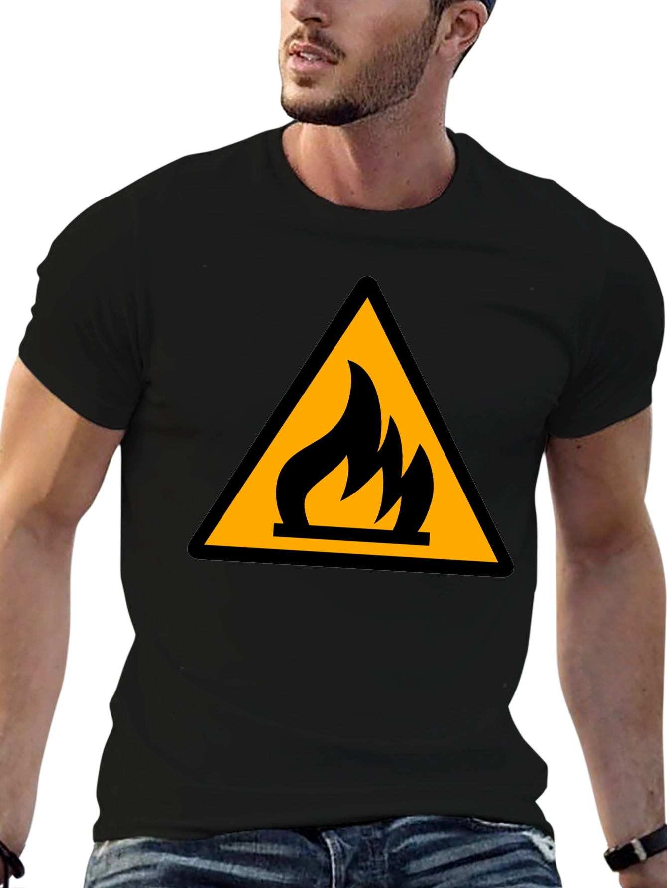 Flammable Hazard Symbol Black T-Shirt