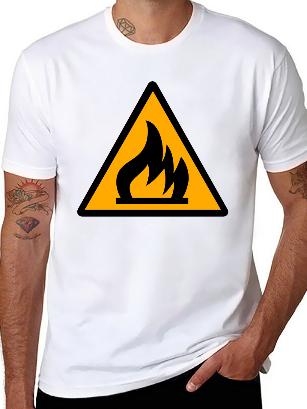 Flammable Hazard Symbol Black T-Shirt