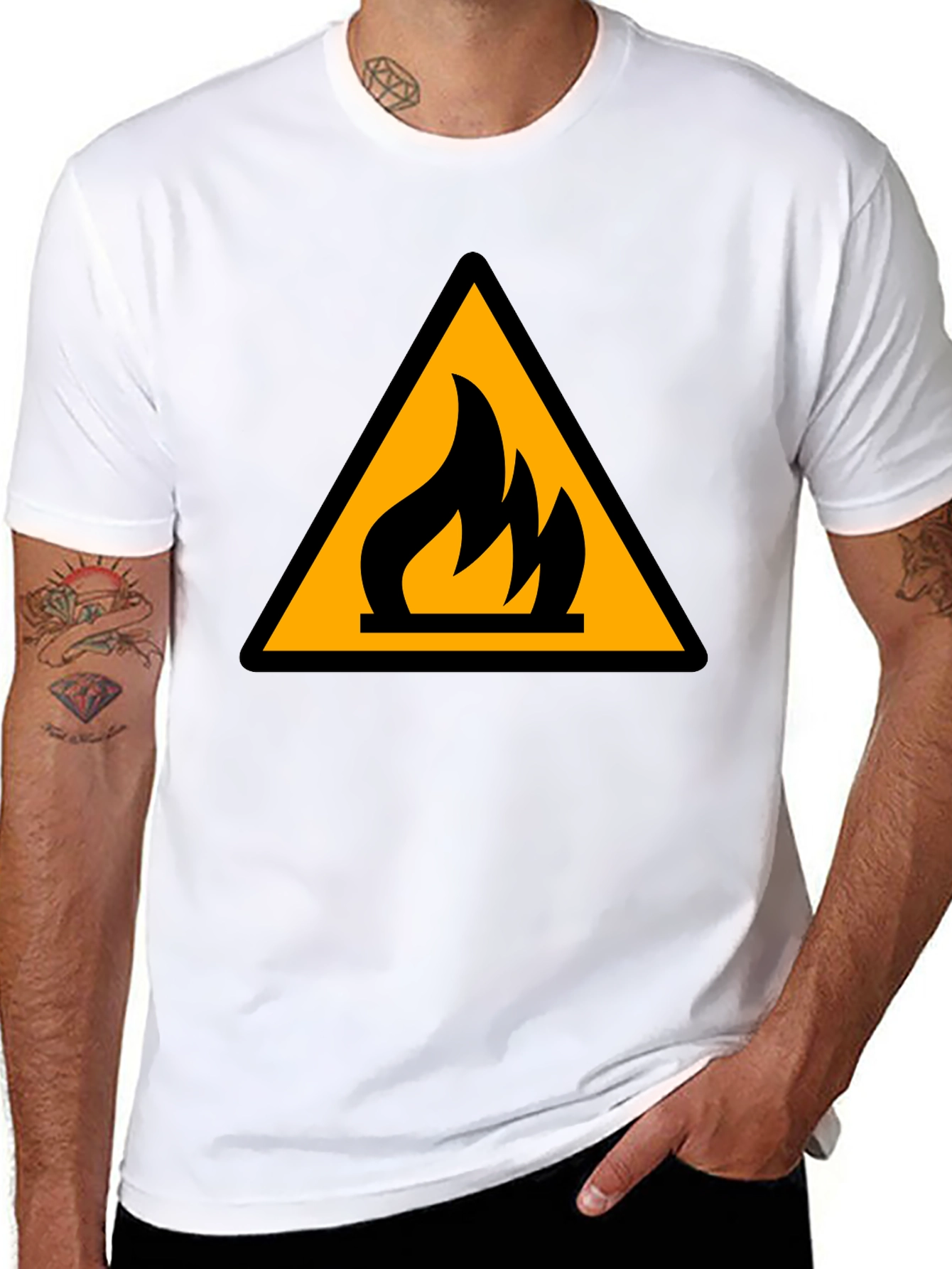 Flammable Hazard Symbol Black T-Shirt