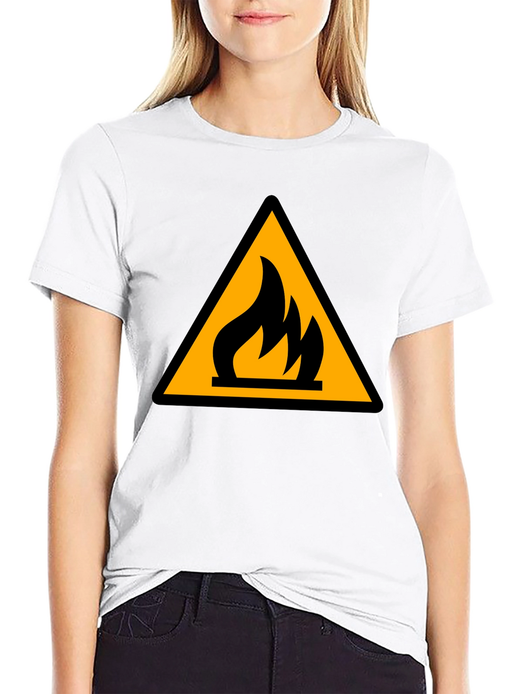 Flammable Hazard Symbol Black T-Shirt