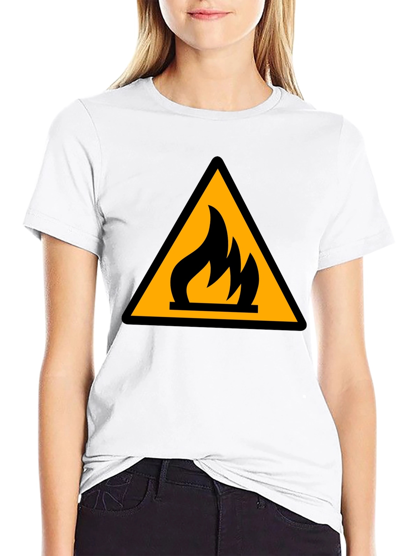 Flammable Hazard Symbol Black T-Shirt