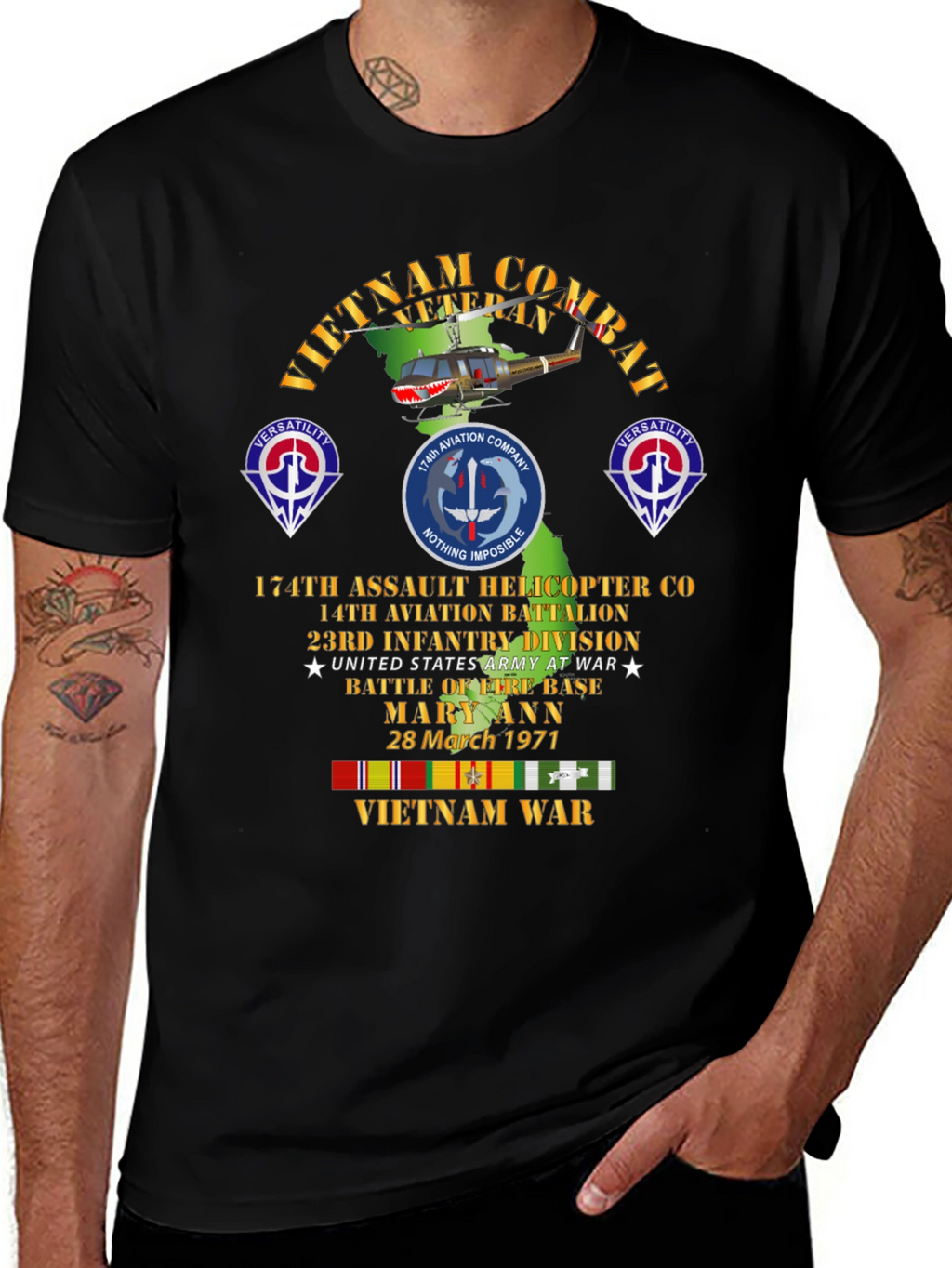 Vietnam Combat Veteran T-Shirt - 174th Assault Helicopter Co