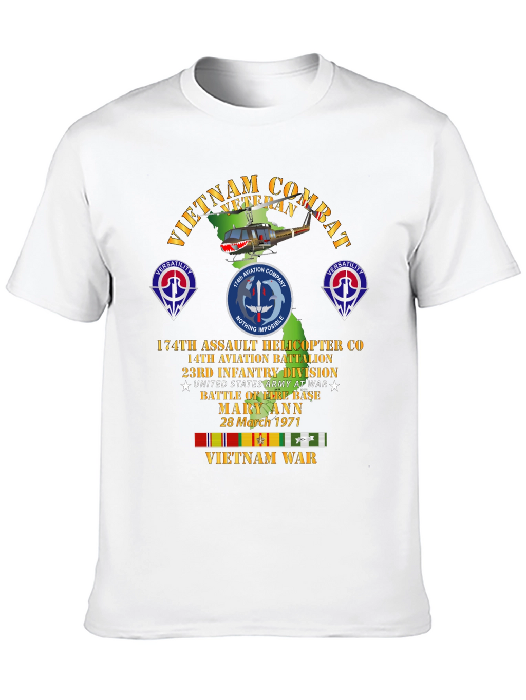 Vietnam Combat Veteran T-Shirt - 174th Assault Helicopter Co