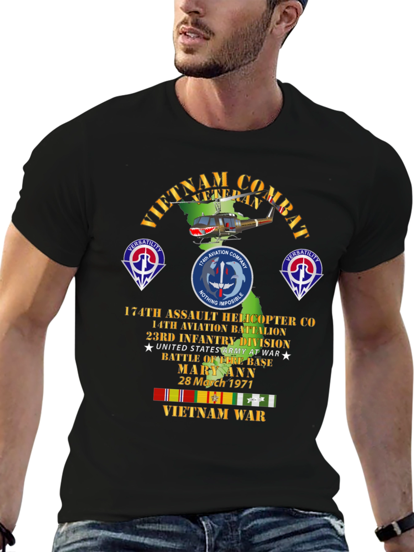 Vietnam Combat Veteran T-Shirt - 174th Assault Helicopter Co