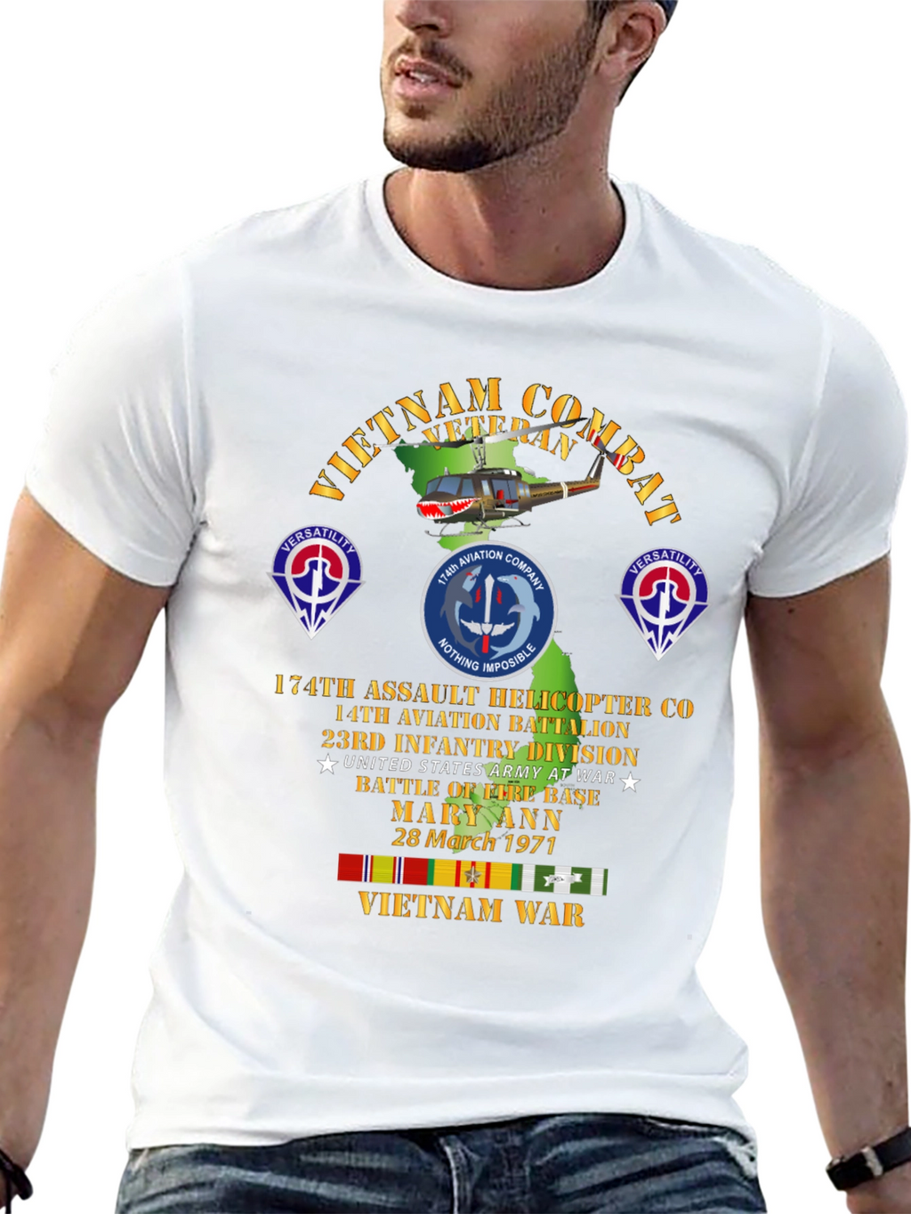 Vietnam Combat Veteran T-Shirt - 174th Assault Helicopter Co