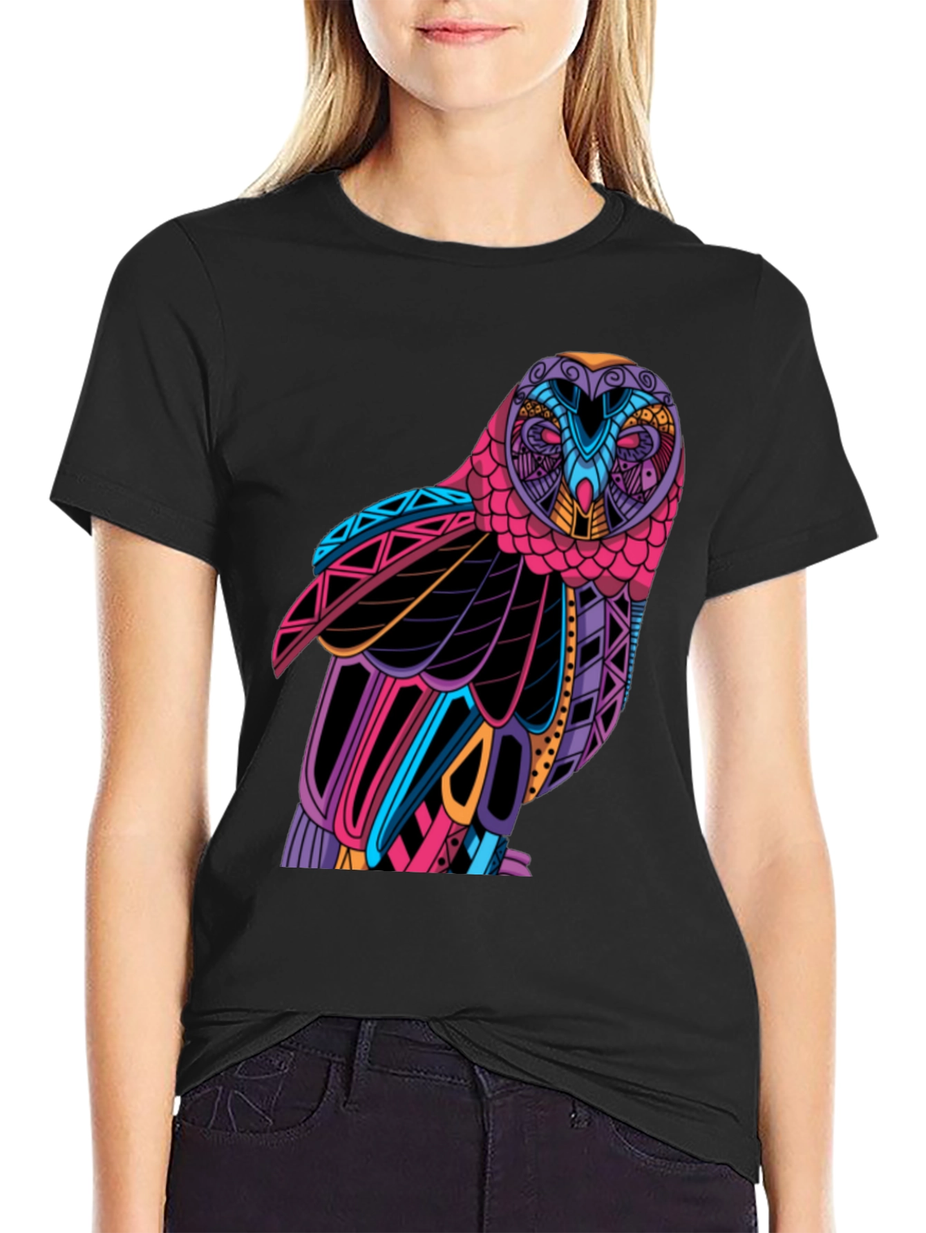 Colorful Owl Graphic T-Shirt - Unique Design