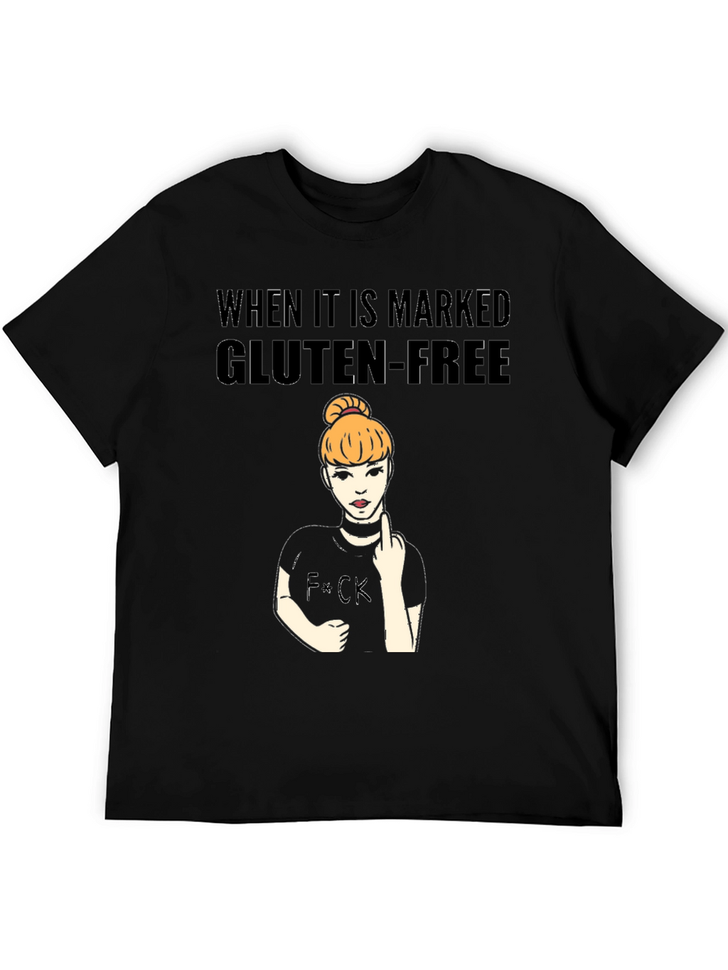 Gluten-Free Humor Black T-Shirt