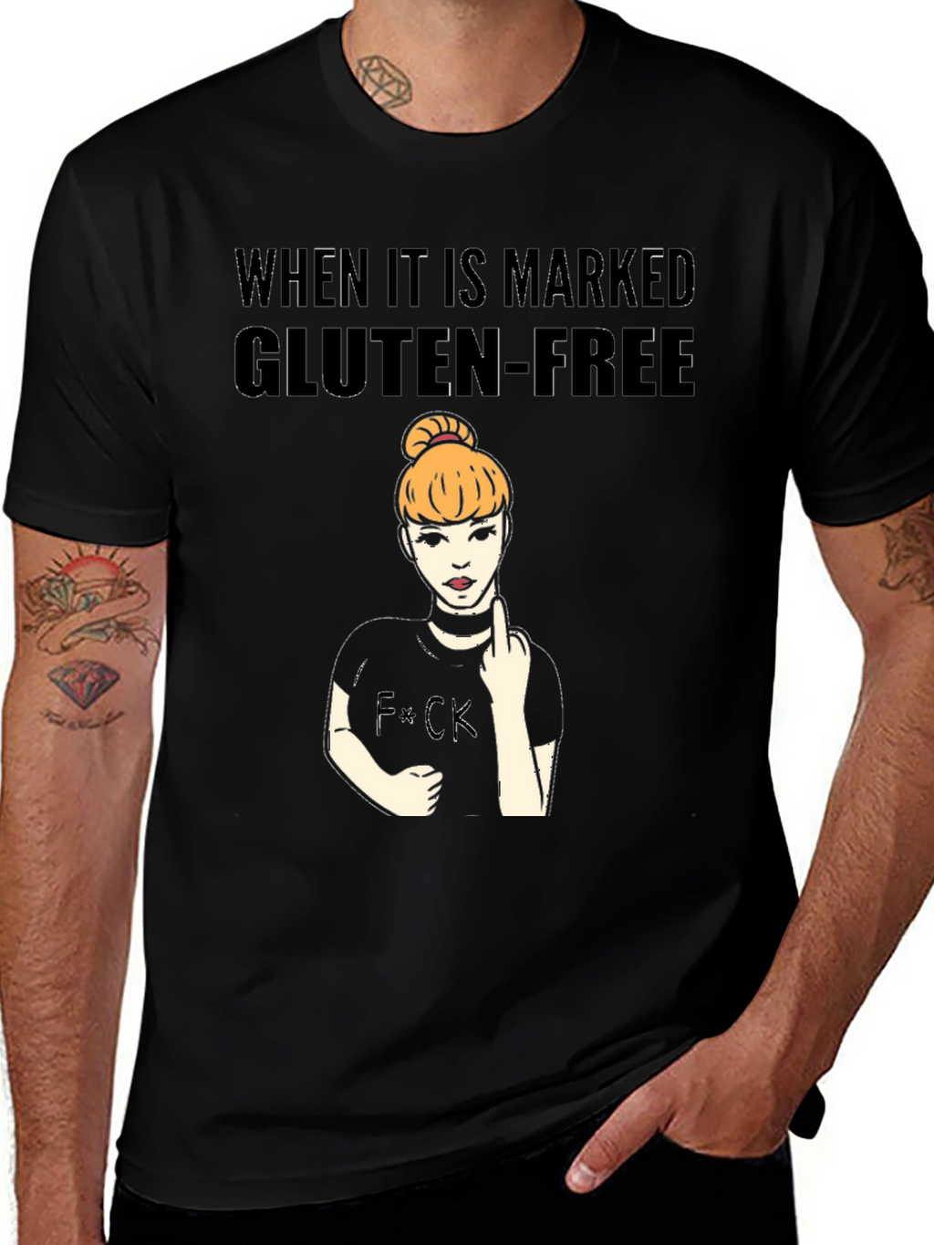 Gluten-Free Humor Black T-Shirt