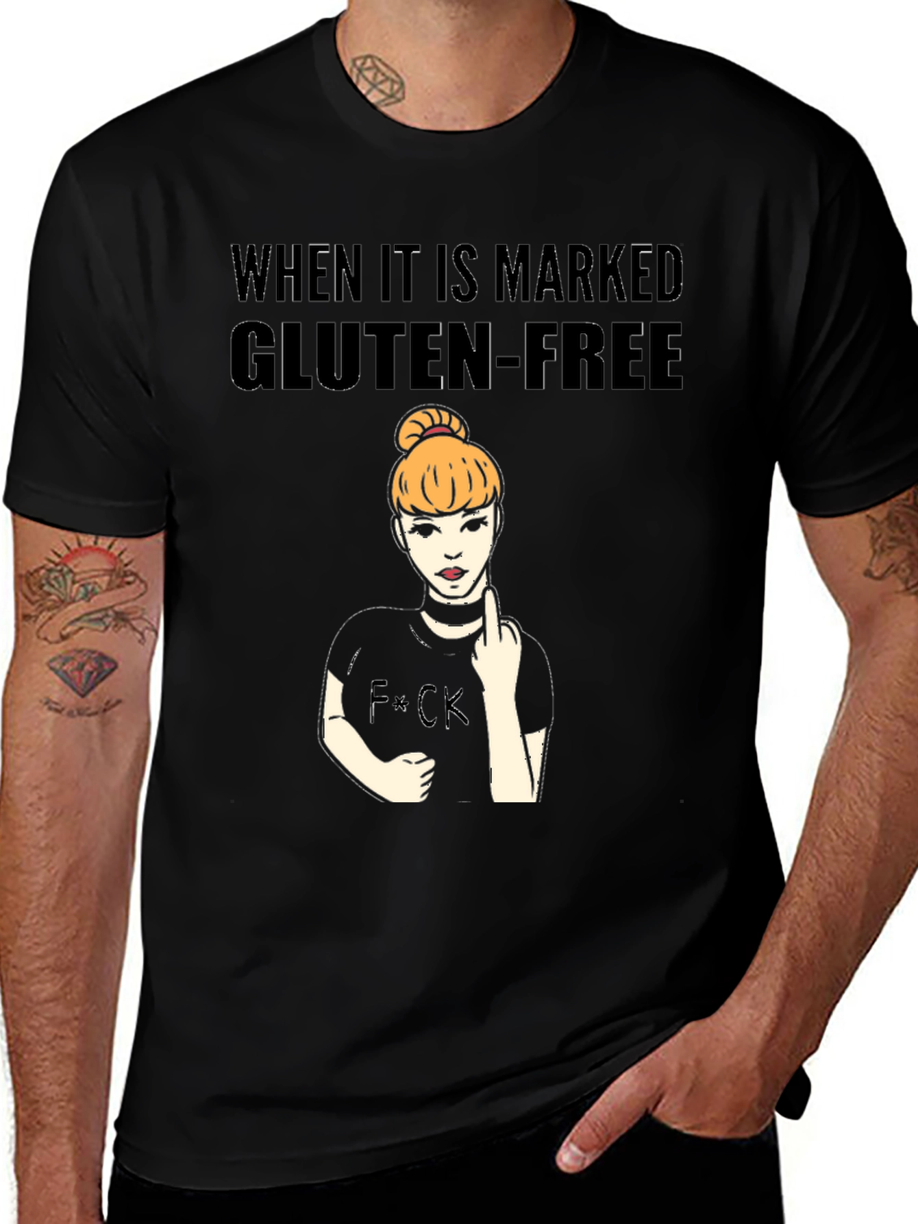 Gluten-Free Humor Black T-Shirt