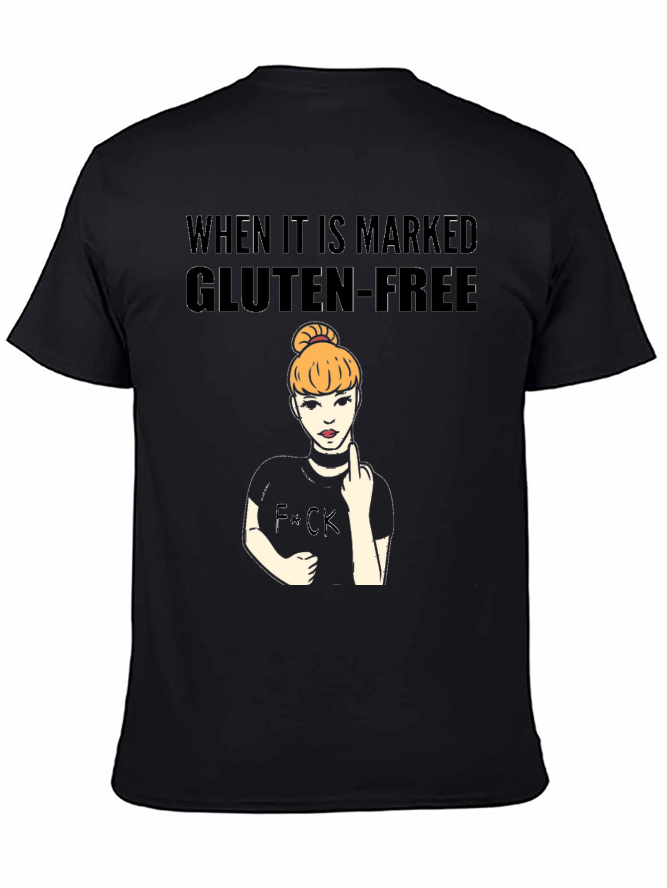 Gluten-Free Humor Black T-Shirt