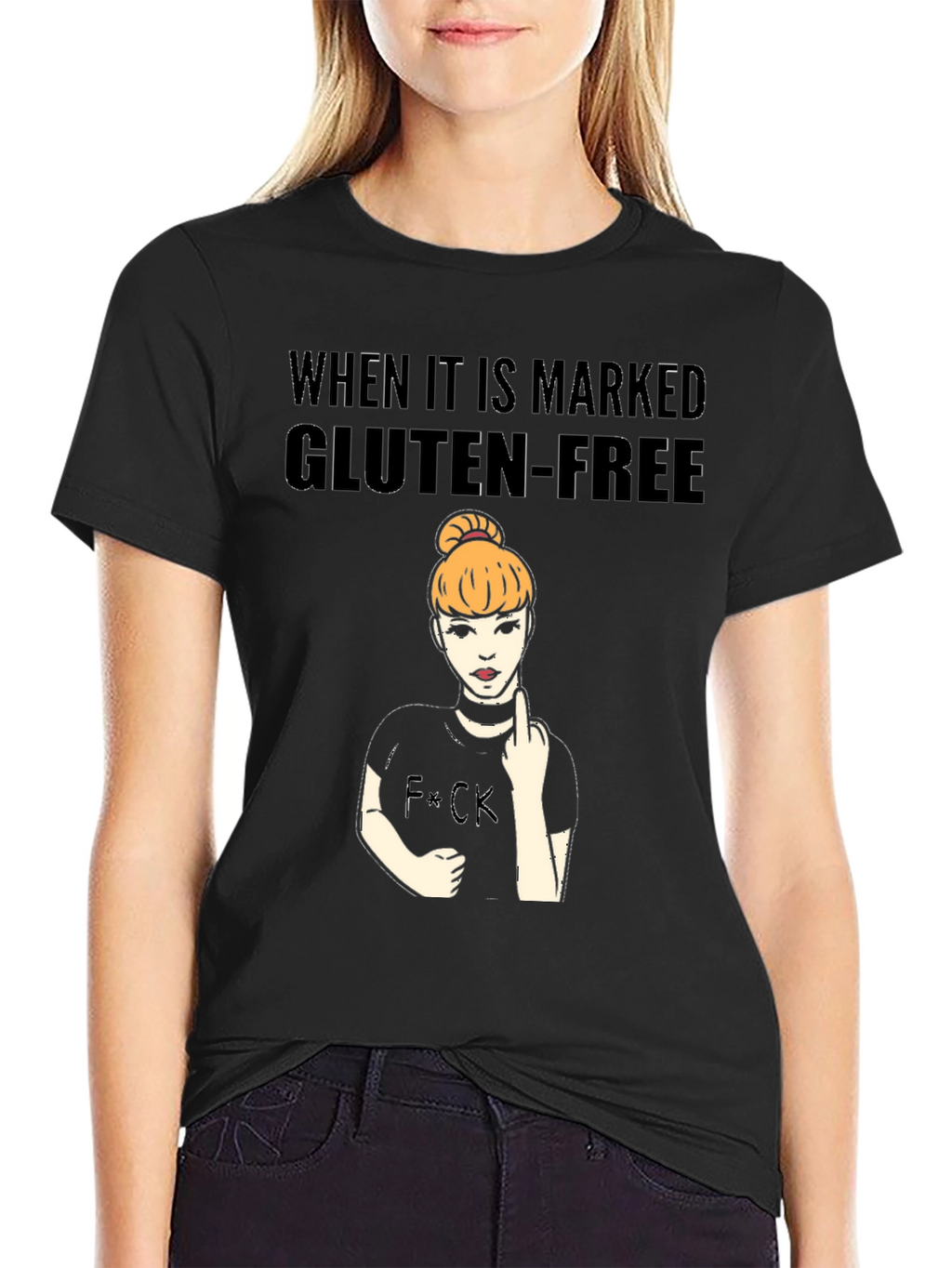 Gluten-Free Humor Black T-Shirt