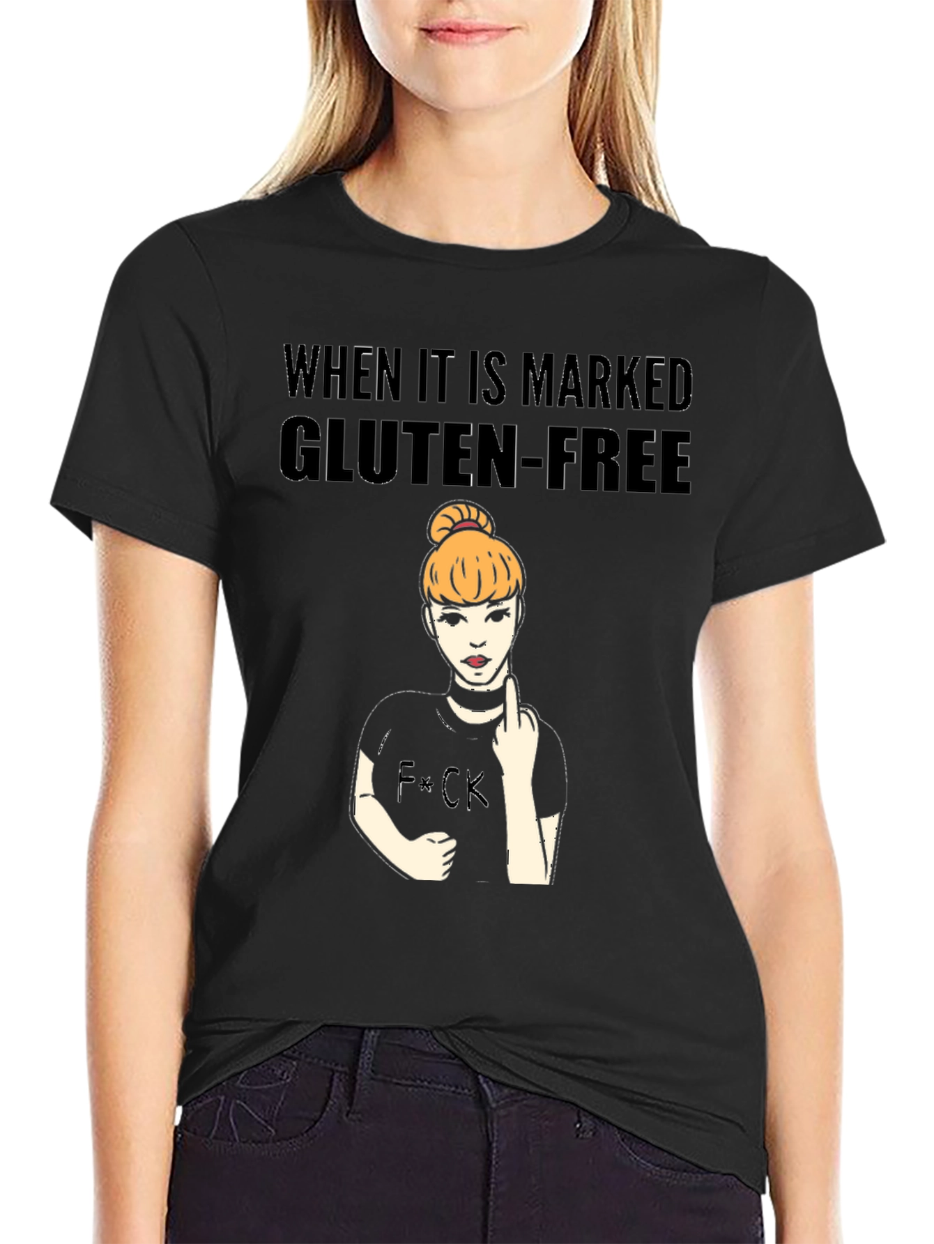 Gluten-Free Humor Black T-Shirt
