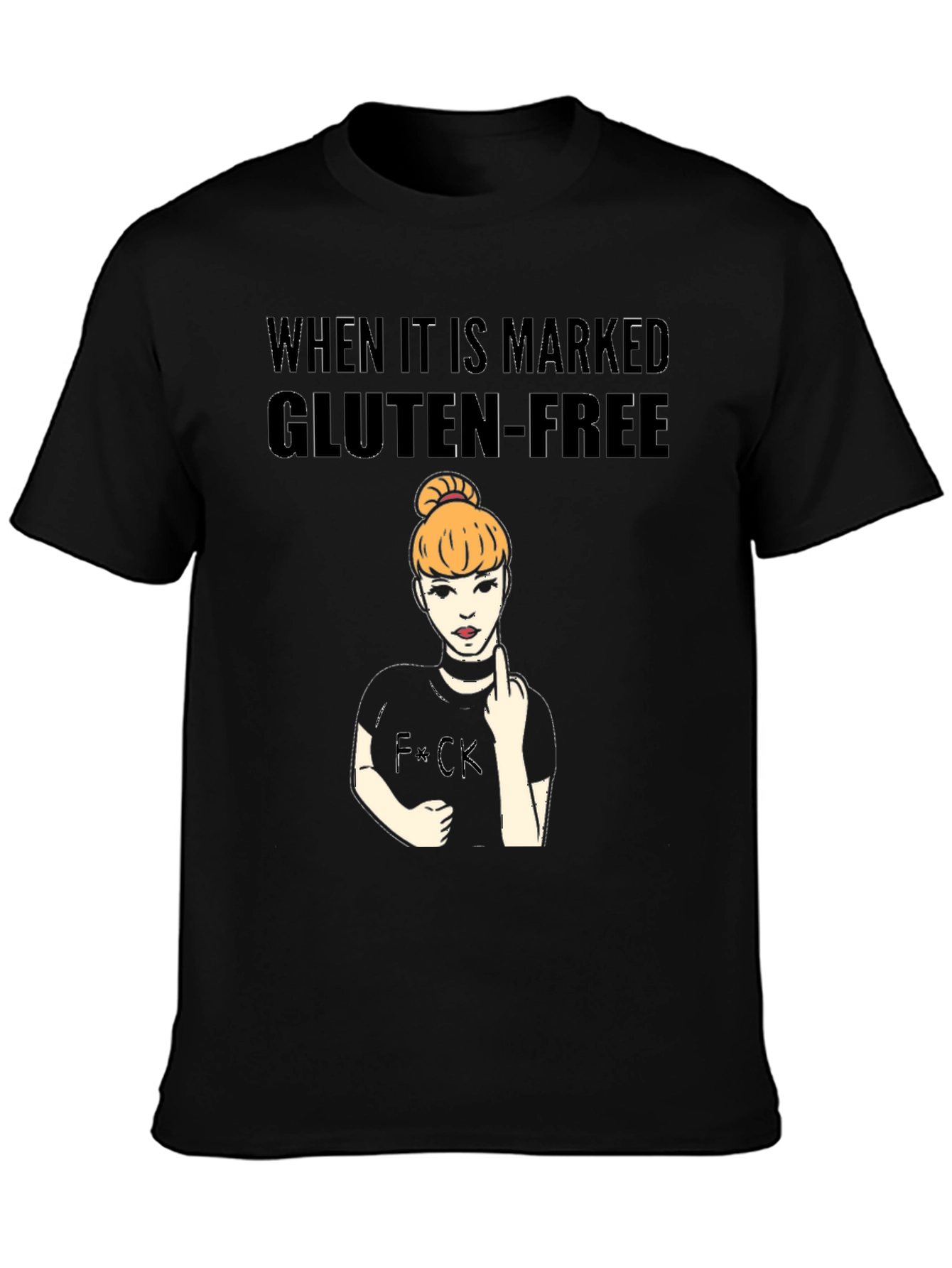 Gluten-Free Humor Black T-Shirt