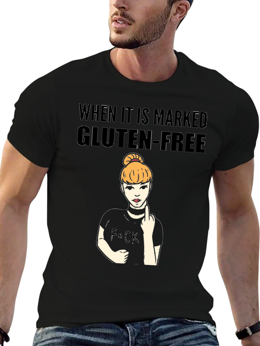 Gluten-Free Humor Black T-Shirt