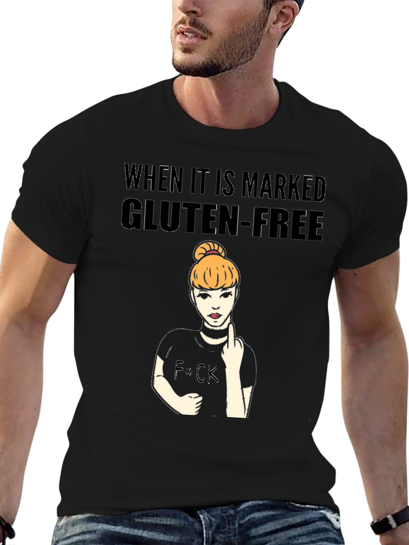 Gluten-Free Humor Black T-Shirt