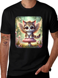 Cute Angel Kitty T-Shirt - Black